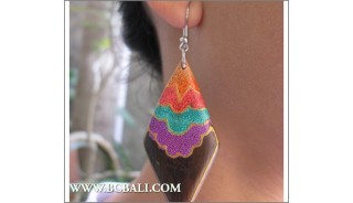 Bali Handmade Woods Earring Painted